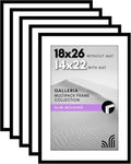 Americanflat 18x26 Poster Frame with Polished Plexiglass - Set of 5 - Use as 14x22 Frame with Mat or Display 18x26 Photo Without Mat - Galleria Collection - Picture Frames for Wall Display - Black