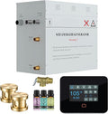 Builders Series 12kW Steam Bath Generator with Quickstart Continuous Steam, Black Digital Touch Pad, Built-in Auto-Drain, and Aroma Steamhead in Gold Finish