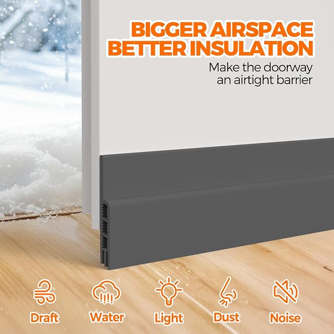 Holikme Weather Stripping 41 inch Under Door Draft Blocker Door Seal, Door - Image 2