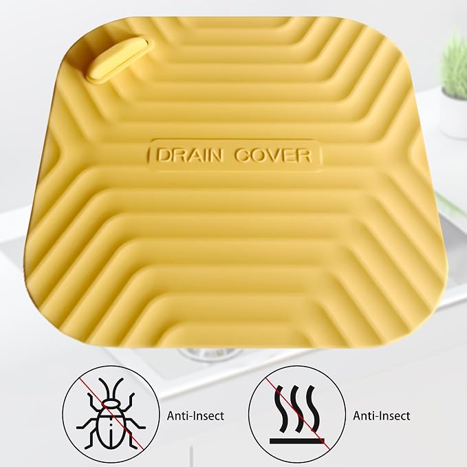 2 Pcs Yellow Shower Drain Cover Tub Stopper | Sewer Anti-Odor Mat Deodorizing - Image 4