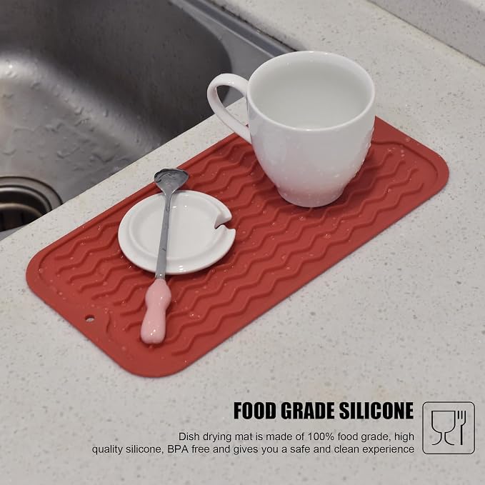 Silicone Dish Drying Mat, Non-Slip Easy Clean Sink Mat, Large Heat-resistant - Image 6
