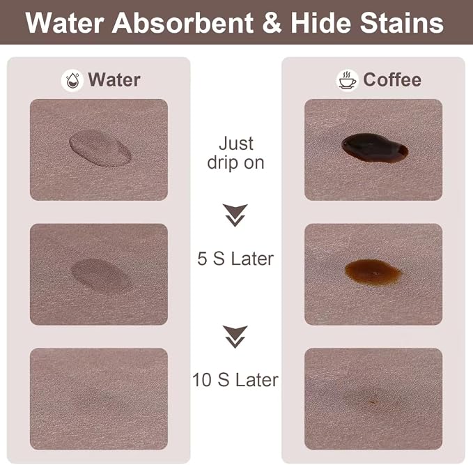 CooRug Fashion Coffee Mat, Dish Drying Mat 12" x 20" Brown | Hide Stain - Image 2