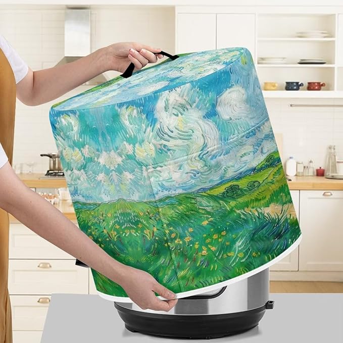 Flashideas Van Gogh Wheatfield Pressure Cooker Cover for Women Dust Protection Insulated Rice Cooker Cover with Easy to Clean Lining Dust Cover with Pockets for Instant Pot 6 Quart Appliance Cover