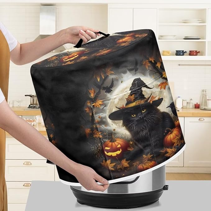 6 Quart Pressure Cooker Dust Cover Accessories Kitchen Appliance Dust & Stains Protection Air Fryer Rice Cooker Cover Halloween Horror Black Cat