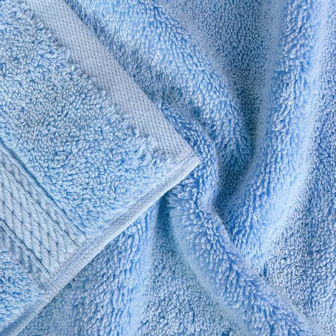 Superior Egyptian Cotton Plush & Absorbent, Face Towel Set of 6, Light Blue | - Image 4