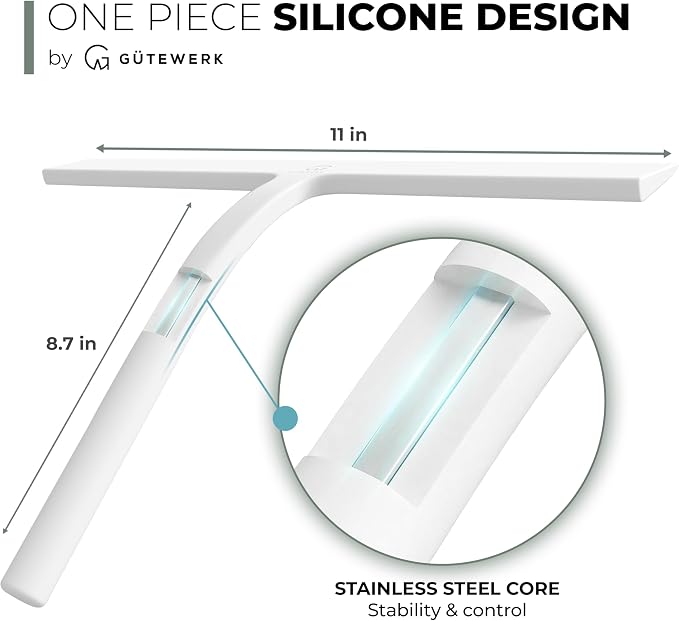 Silicone Shower Squeegee with 3-in-1 No-Drill Mount, Streak-Free & No-Squeak - Image 4