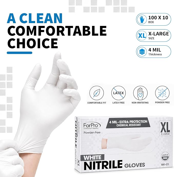 ForPro Disposable Nitrile Gloves, Chemical Resistant, Powder-Free, Latex-Free - Image 8