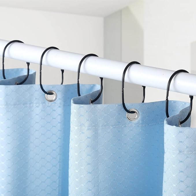 Shower Curtain Rings, Metal Black Shower Curtain Hooks, Oval Snap Shower Rings - Image 2