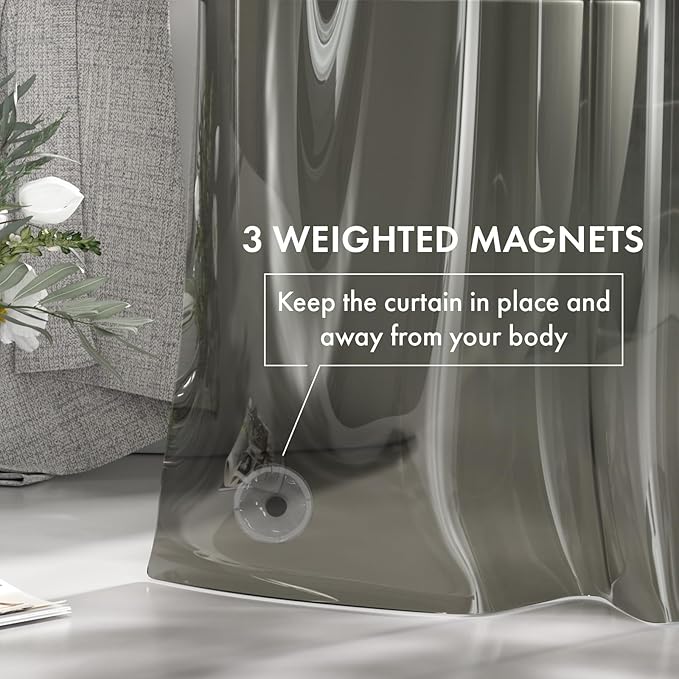 AmazerBath Transparent Black Shower Curtain Liner, 72x72 Shower Liner, - Image 5
