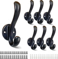 7PCS Black Heavy Duty Double Wall Coat Hooks by Unknown