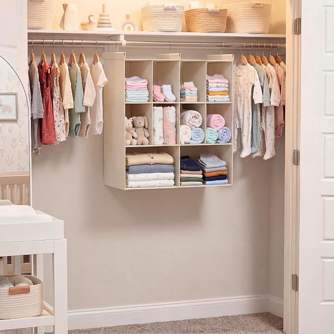 3 Tier Hanging Closet Organizer, 10 Compartments Dual Row Storage, 3 Sturdy - Image 2