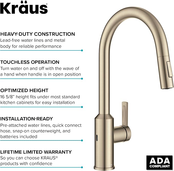 KRAUS Champagne Bronze Touchless Pull Down Faucet KSF-2830SFACB | Motion-sensor - Image 15