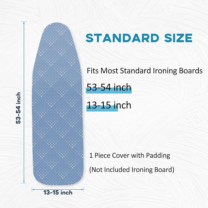 Ironing Board Cover with Padding 15x54, RAINHOL Blue Pattern Standard Size - Image 2