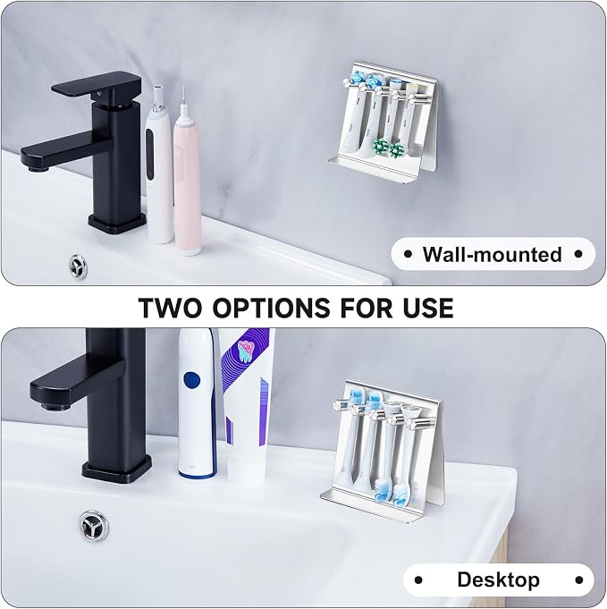 Electric Toothbrush Head Holder Adhesive or Tabletop, Tooth Brush Holder - Image 6