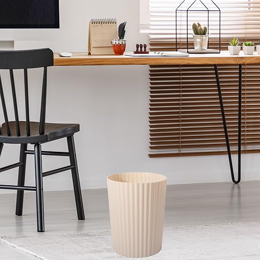Small Bathroom Trash Can Plastic Wastebasket Garbage Can Beige 2 Pack | Sturdy - Image 8