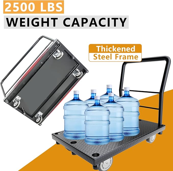 2in1 Panel Cart, Drywall Cart Platform Trucks 2500 lbs Capacity Lumber Cart Flatbed Cart 38" x 24" Heavy Duty Push Cart with 1Front and 3 Side Handrails& Swivel Casters