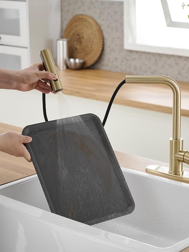 Gold Kitchen Faucets with Pull Down Sprayer, Waterfall Kitchen Sink Faucet - Image 6