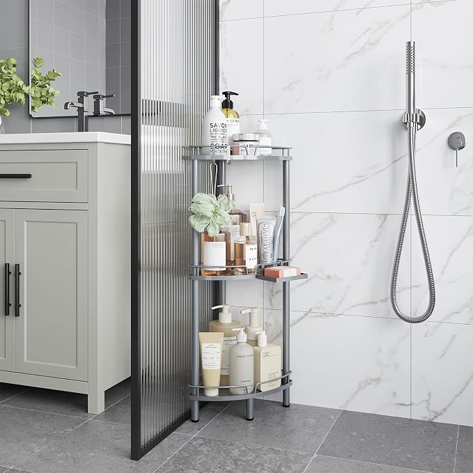 ELYKEN Corner Shower Caddy Standing, 3 Tier Metal Shower Organizer - Image 8