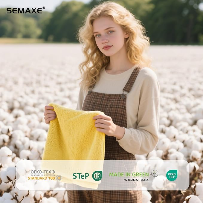 SEMAXE 6-Pack Yellow Cotton Hand Towels - Image 5