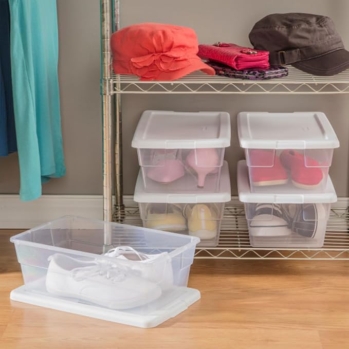 Sterilite Storage Boxes, Stackable Clear Plastic Bins, 6 Quart - Image 7