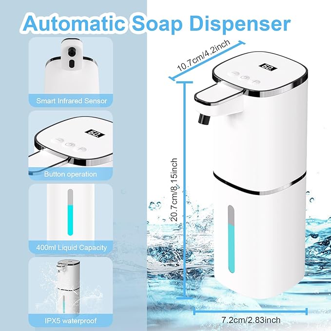 OHIFAST Automatic Foaming Soap Dispenser Touchless, USB Rechargeable Smart Hand - Image 2