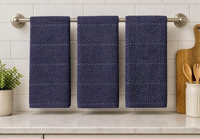 Serafina Home Eggplant Purple Kitchen Hand Dish Towels: Oversized 28" x 18" - Image 3