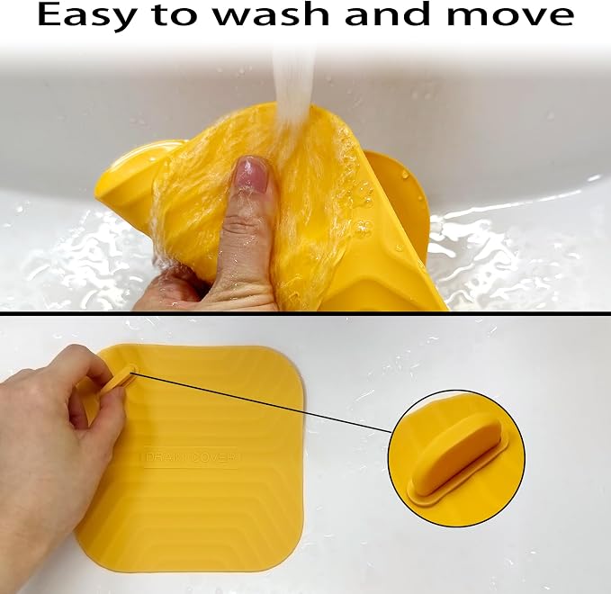 2 Pcs Yellow Shower Drain Cover Tub Stopper | Sewer Anti-Odor Mat Deodorizing - Image 3