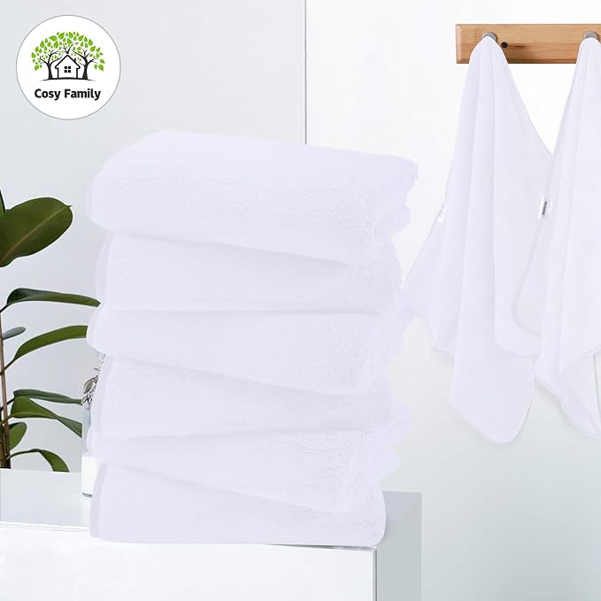 Cosy Family 6 Pack Ultra Soft Microfiber Absorbent Hand Towel, Silk Hemming - Image 3