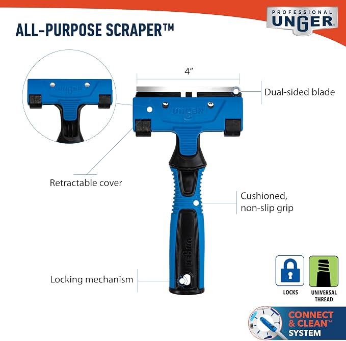 Unger Professional Connect and Clean 4" All-Purpose Scraper, and Floor Scraping - Image 8