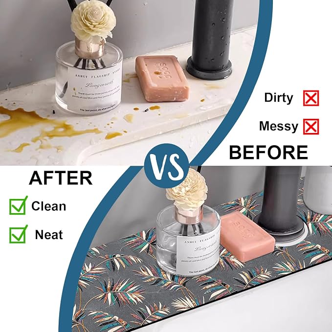Faucet Mat for Kitchen Sink Absorbent Splash Guard Bathroom 23.5"X5.5" - Image 6