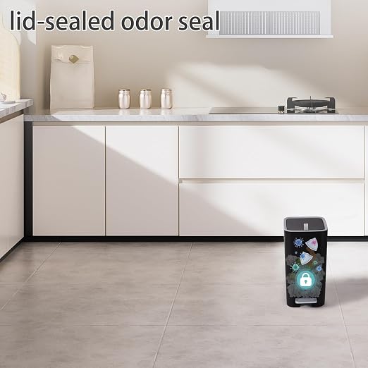 Small Bathroom Trash Can with Lid, 2.1 Gallon Slim Step Trash Can, Narrow - Image 6