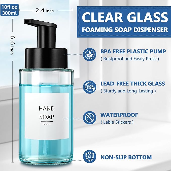 RYTOXILO Foaming Soap Dispenser, 10 oz/300ml Foaming Hand Soap Dispenser - Image 4