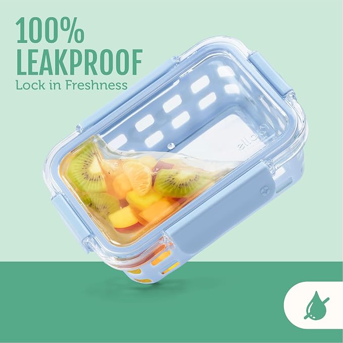 Ello Duraglass 3.4 Cup Glass Meal Prep Containers, 5 Pack, Olive Tree | Glass - Image 5