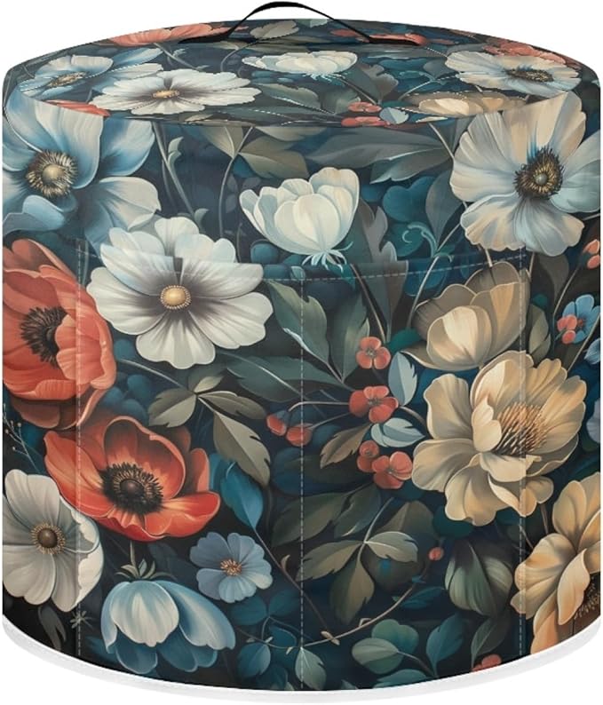 Floral Print Pressure Cooker Cover, Kitchen Appliance Dust Cover, Rice Cooker Protective Cover with Pocket, Suitable for Air Fryer Cover, Toaster Cover, Oven Cover
