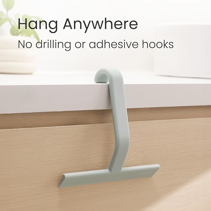 JustHang Shower Squeegee with Built-in Hook, 10-Inch Sage Green | Award-Winning - Image 3