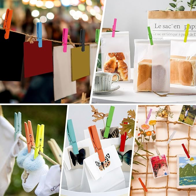 100Pcs Colored Clothes Pins Wooden, Clothespins - Image 3