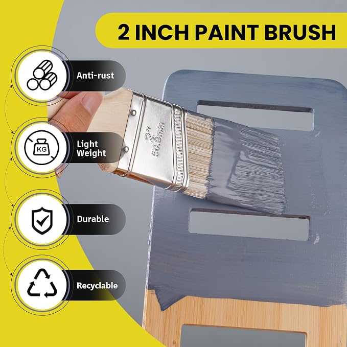 Mister Rui 3-Pack 2 Inch Angled Paint Brushes, Sash Brushes - Image 2
