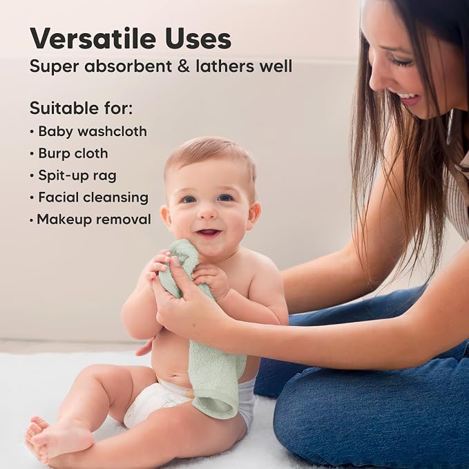 6-Pack Baby Washcloths, Soft Absorbent Washcloths - Image 6