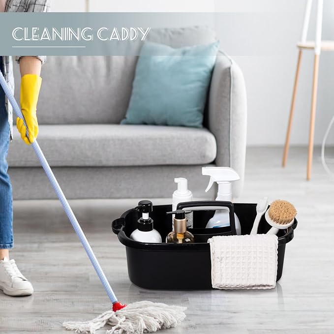 Large Cleaning Supplies Caddy Portable Shower Caddy Basket Black 2 Pack - Image 4