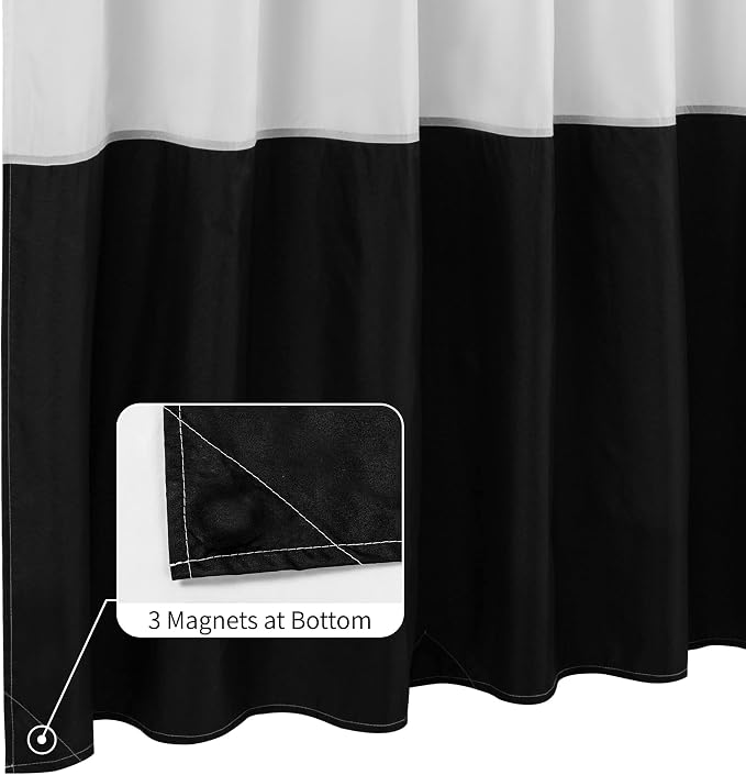 ALYVIA SPRING Waterproof Fabric Shower Curtain or Liner Black/White - Image 2
