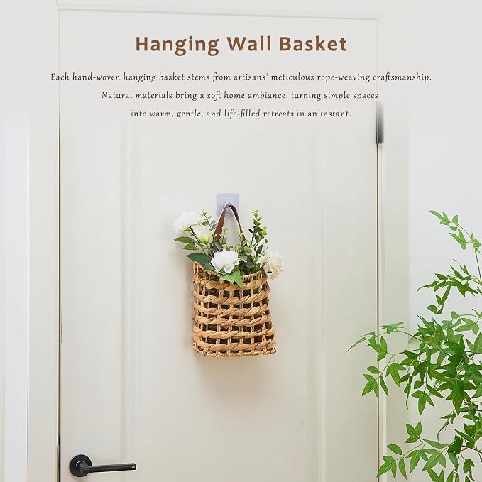 Wall Hanging Basket Decorative Boho Mounted Organizer Dried Flower Plants Front - Image 4