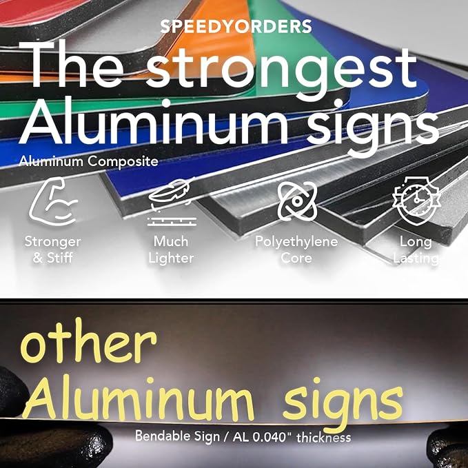 Custom Metal Signs, Personalized Aluminum, Safety Signs - Waterproof Outdoor Business - White Aluminum (Silver Brushed, 18x12 In)