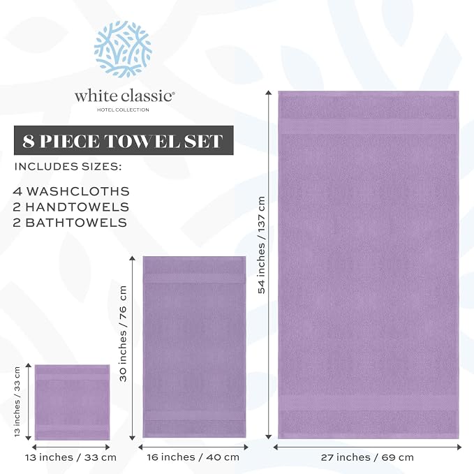 White Classic Luxury Bath Towel Set of 8 Pieces - Image 4