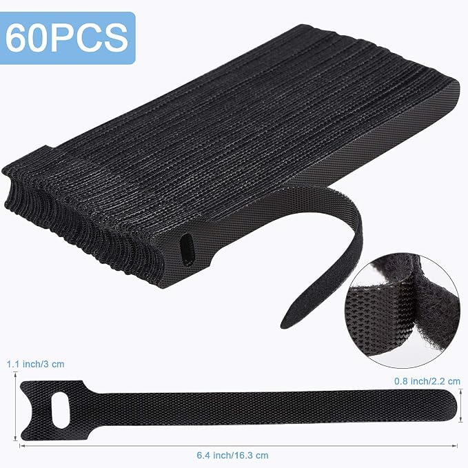 Nettbe 60 PCS 6 Inches Reusable Cable Ties, Adjustable Cord Straps Wire - Image 2