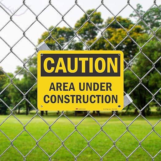 "Caution - Area Under Construction" Sign by SmartSign | 7" x 10" 3M Reflective Aluminum