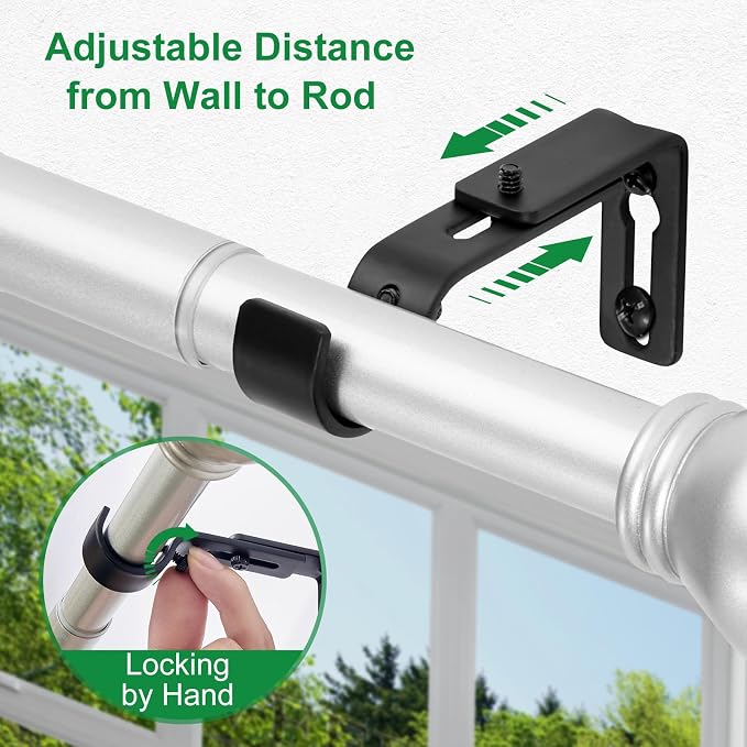 LLPJS Curtain Rod Bracket Adjustable, Drapery Rod Holder Hooks Support Hangers - Image 4
