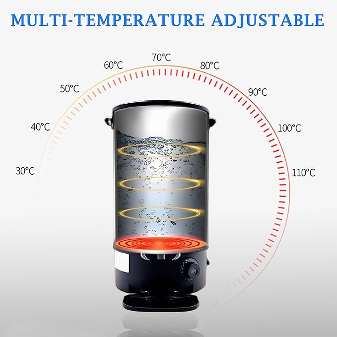 Commercial Electric Kettle Warmer Stainless Steel Hot Water Dispenser Hot Water Boiler And Warmer with Faucet Quick-Temp or Boil for Tea Coffee 1500W 11.6 Liter Capacity