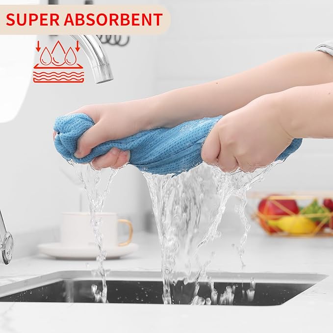 Homaxy 100% Cotton Waffle Weave Kitchen Dish Towels 6-Pack, Sky Blue | 13 x 28 - Image 3