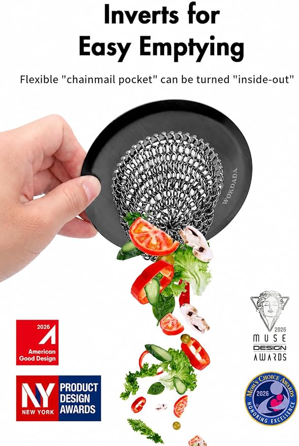 Kitchen Sink Drain Strainer, Patented Reversible Chain Mesh Basket - Image 2