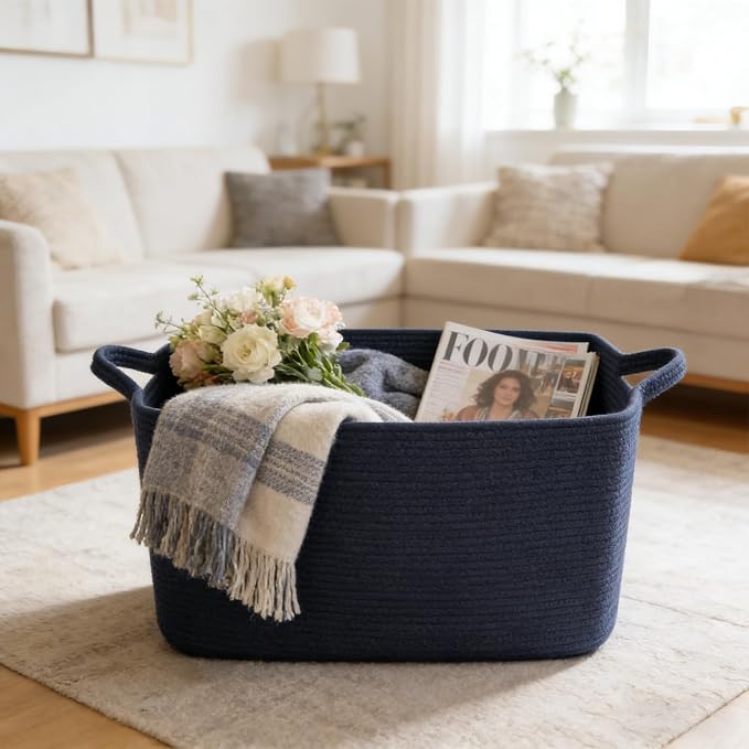 65L Large Laundry Basket with Handles, Woven Blanket Basket - Image 4